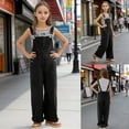 thumbnail image 2 of JAJAHO Girls Denim Overalls Kids Summer Jean Jumpsuit Adjustable Straps Casual Loose Fit Straight Leg Fashion Outfit Ages 6-14Y Soft Onesie, 2 of 9