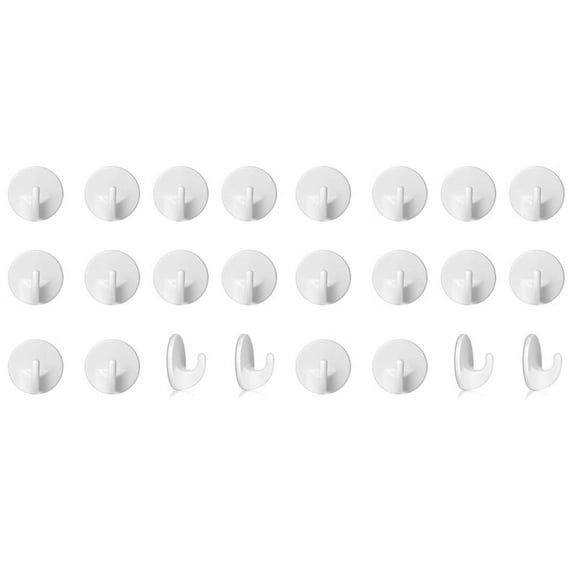 24 Pcs Plastic Hooks Self Adhesive, Sticky Hooks Removable Wall Hooks,Stick on Hooks for Hanging Coat Cloth Towel