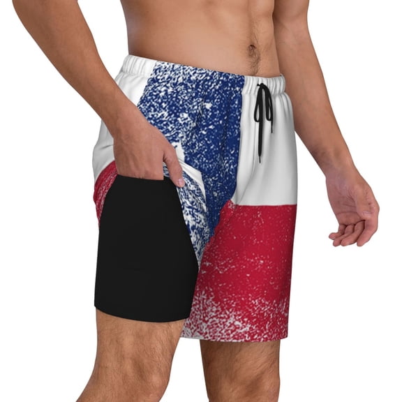 Mens Swim Trunks Texas Flag Quick Dry Board Shorts with Compression Liner