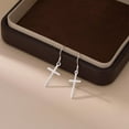 thumbnail image 4 of 925 Sterling Silver Cross Dangle Earrings for Women Teens Cross Drop Earrings Dangle, 4 of 10