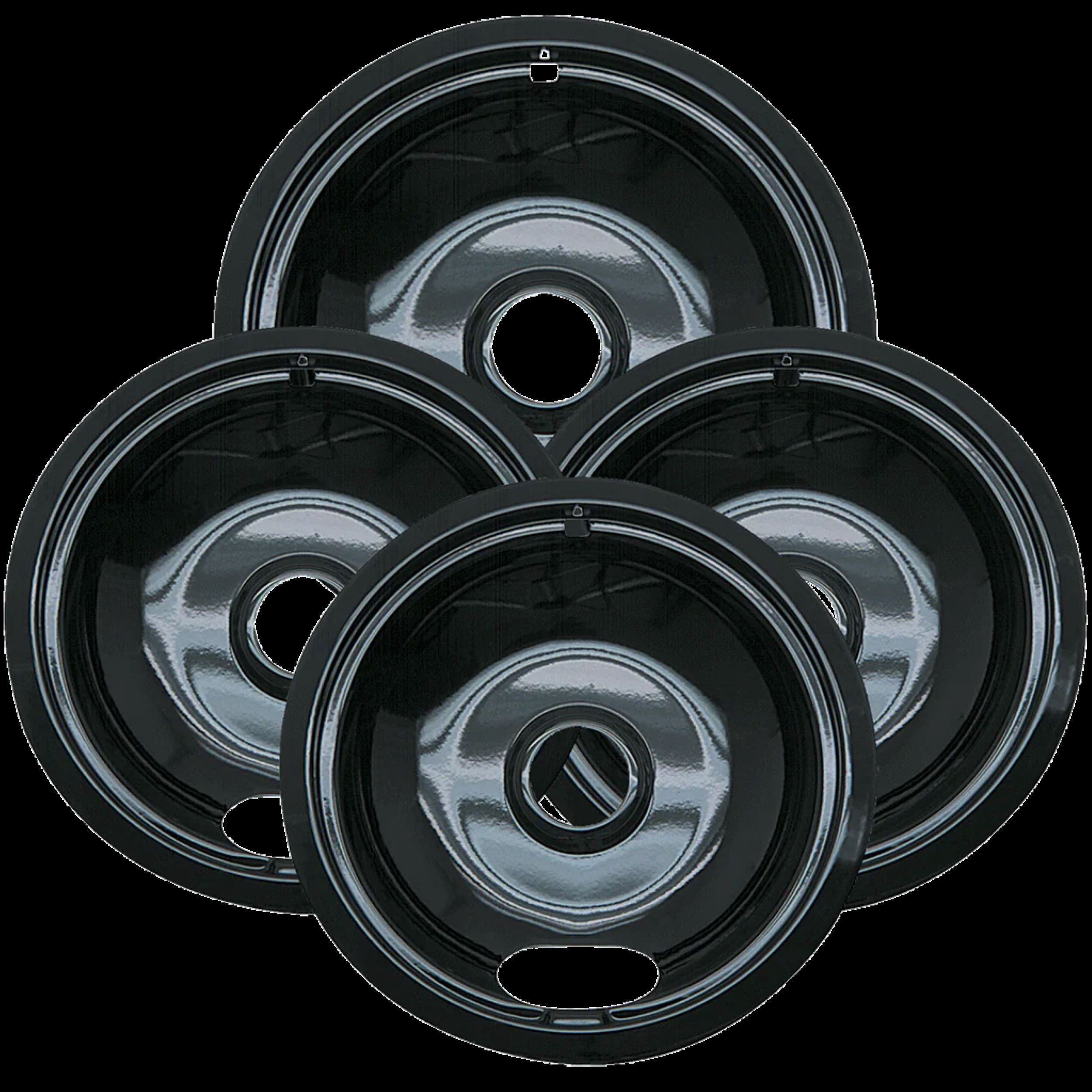 Range Kleen P10124XZ Style A Heavy Duty Black Porcelain Drip Bowls, 1 Large and 3 Small