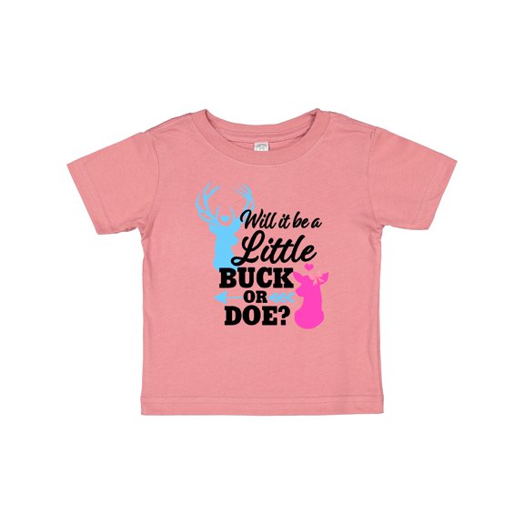 Inktastic Gender Reveal Will It Be a Little Buck or Doe? Girls Baby T-Shirt