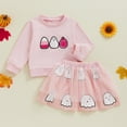 thumbnail image 2 of Mercatoo Toddler Baby Girls Halloween Outfit Embroidered Pumpkin Long Sleeved Shirt Cute Print Tulle Skirt Clothes Set, 2 of 3