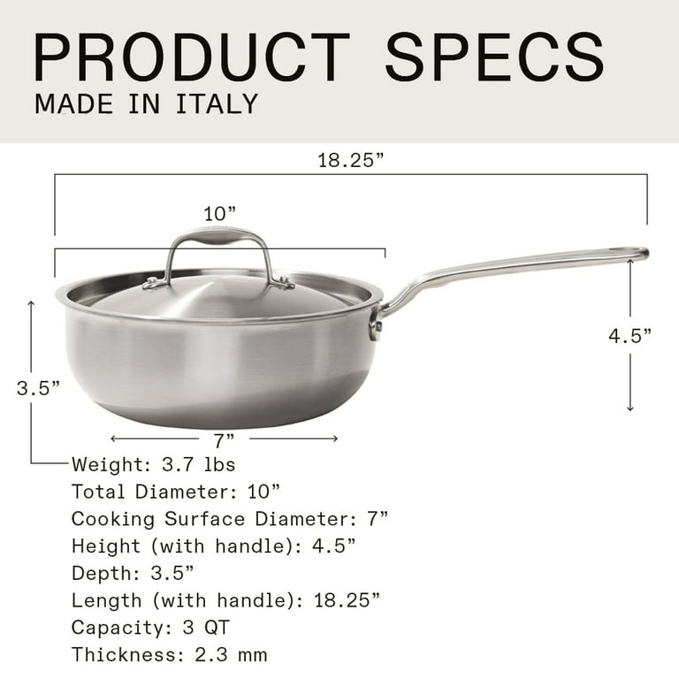 Made In Cookware - 3 Quart Stainless Steel Saucier Pan 
