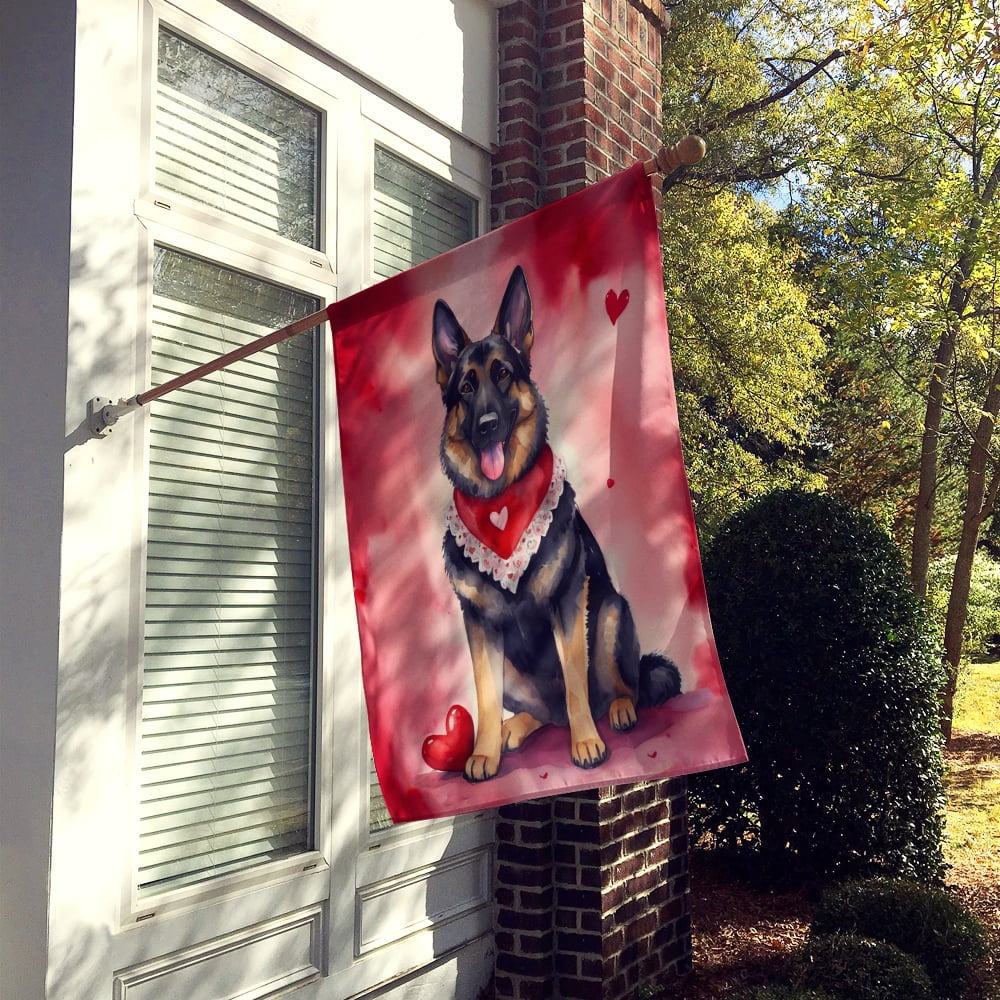 German Shepherd My Valentine House Flag 28 in x 40 in