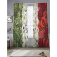 thumbnail image 2 of Italian Tricolor Floral Sheer Curtains 2 Panels Set Watercolor Green White Red Flowers Botanical Sheer Window Curtains Light Filtering Rod Pocket Voile Drapes for Bedroom Living Room 52"X84", 2 of 9