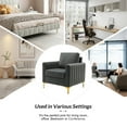 thumbnail image 2 of Velvet Upholstered Club Accent Chairs Set of 2 Lounge Armchairs Single Sofa Removable Backrest Golden Legs Home Living Room Grey, 2 of 6