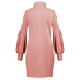 thumbnail image 4 of Fsqjgq Fall Dresses for Women 2024 Loose Lantern Sleeve Turtleneck Oversized Cable Knit Long Pullover Mini Sweater Dress Pink-F S, 4 of 5