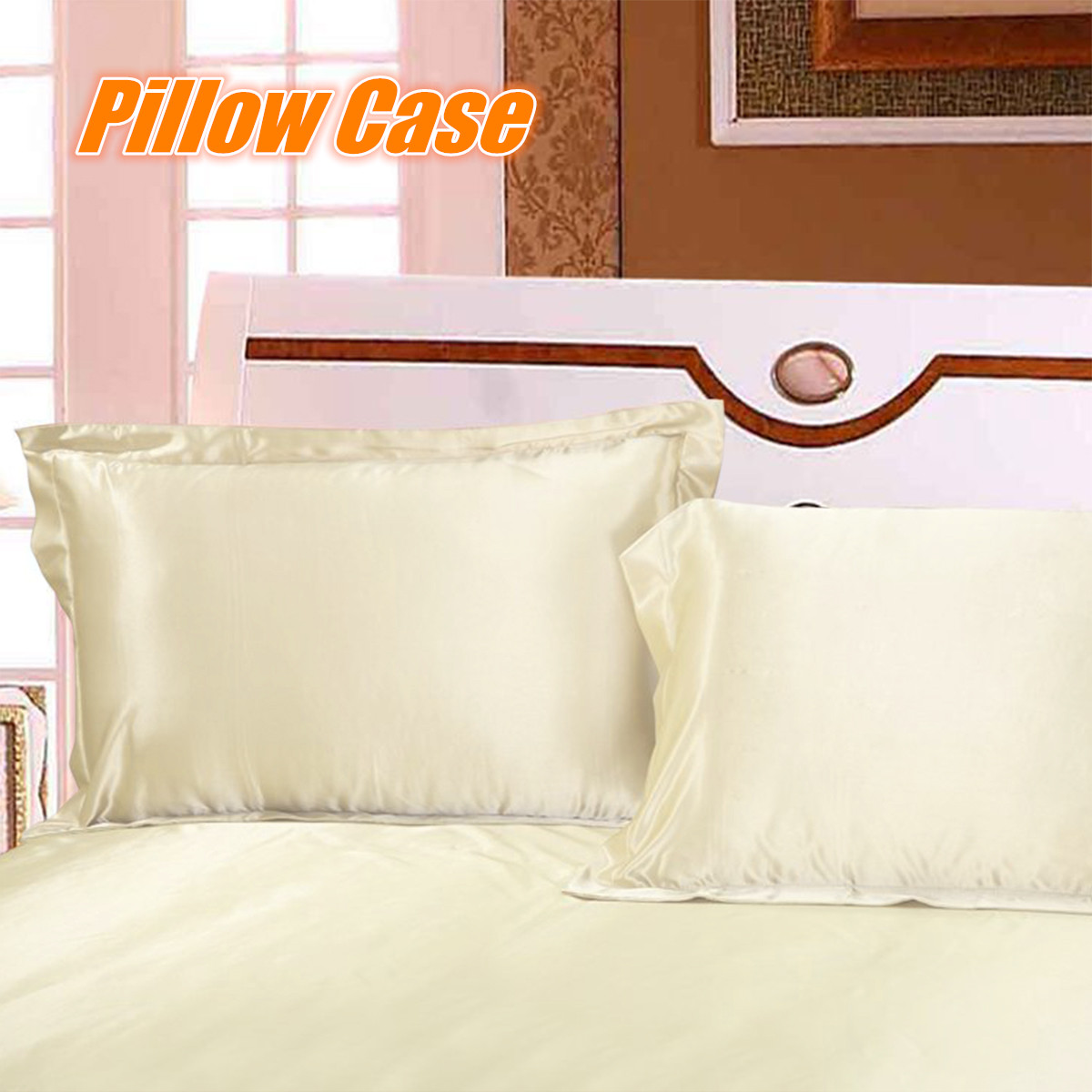 Bedroom Silk Pillowcase Pillow Case Cover Ivory Silky Soft Sweet Dreams