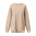 thumbnail image 3 of Loose Fit Solid Color Long Sleeve Pullover Tops for Women Crewneck Sweatshirt Soft Oversized Pullover, 3 of 5