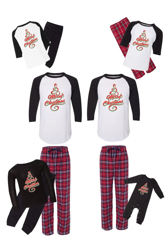 Matching Christmas Pajamas Set Red Merry Christmas Family Sleepwear