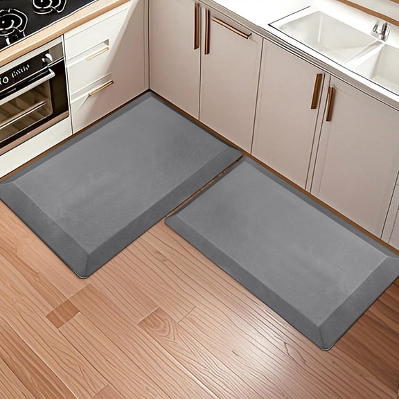 2 PCS Anti Fatigue Kitchen Mats for Floor, Grey 9/10 Extra Thick Cushioned Standing Desk Mat, Comfort Memory Foam Ergonomic Rugs and Mats Non-Slip Waterproof for Office, Kitchen, 20"x32" 20"x32"