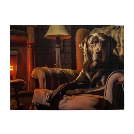 1000-Piece Wooden Jigsaw Puzzle for Adults - Dog Relaxing Armchair Lamp Candle Fun & Challenging Brain Teaser Stylish Home Decor & Unique Gift