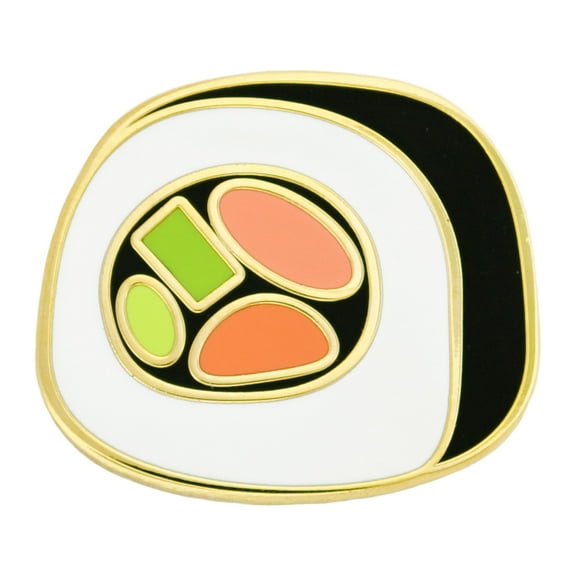 PinMart's Sushi Roll Side View Enamel Lapel Pin 3/4"W x 5/8"H