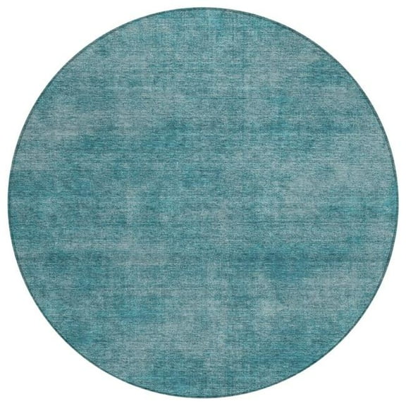 HomeRoots 598862 8 ft. Teal Blue Round Washable Indoor & Outdoor Area Rug