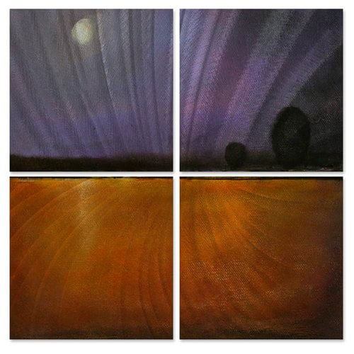 All My Walls Purple Night by Toni Grote 4 Piece Painting Set