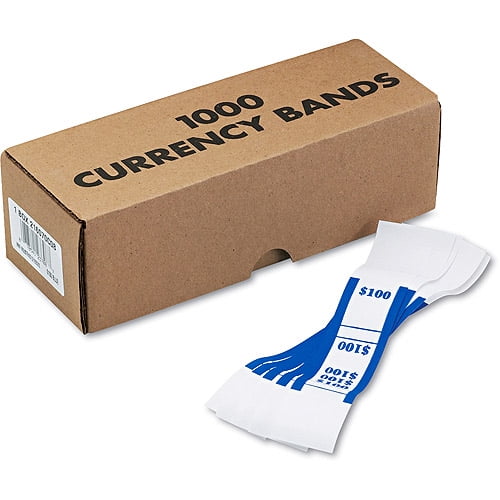 MMF Industries SelfAdhesive Currency Straps, Blue, 100 Dollars in