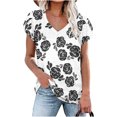 thumbnail image 2 of Womens Printed T-shirt V-neck Loose Top, 2 of 4