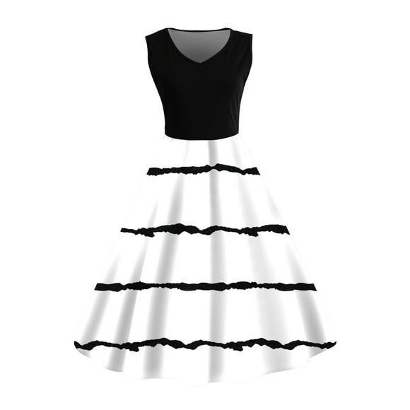 TJAZFJPA Bow Dress Women's Retro Style Sleeveless Zipper Side Maxi Dress Vintage Flare Skirt Casual Dress Bathing Suit Dress Gala Dresses for Women Elegant
