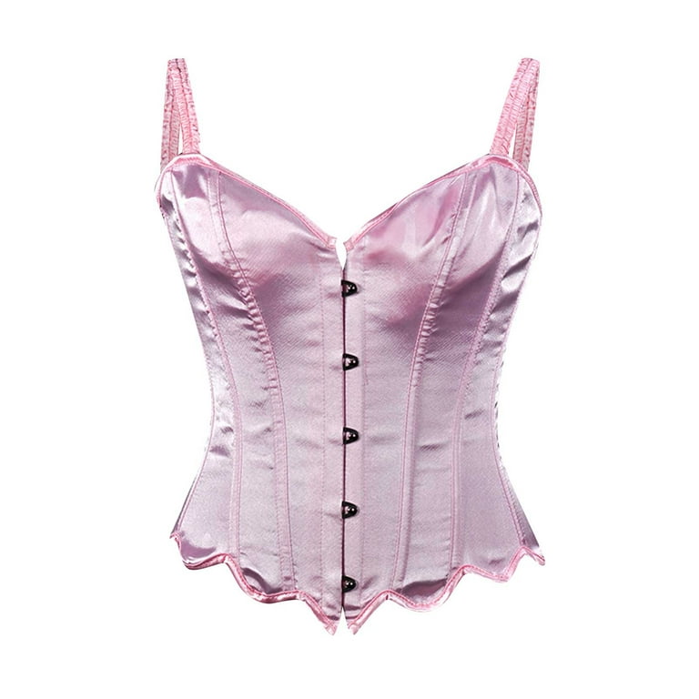 Pink PVC Leather Gothic Burlesque Bustier Overbust Corset