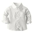 thumbnail image 3 of Efsteb Girls' Long Sleeve Shirts Button Lapel Shirts Tops Loose Fashion Casual Cute Tops Solid Color Comfy Blouses (White,4 Years), 3 of 6