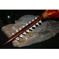 thumbnail image 2 of Hawaiian Koa Spear 60" w/ 16 Shark Teeth & Red-Yellow Feathers | #koa37f, 2 of 3