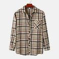 thumbnail image 2 of Plaid Shirts Men Casual Trendy Long Sleeve Button Down Lapel Business Shirt Coat Fall Comfortable Slim Fit Jackets for Men Khaki L, 2 of 6