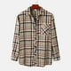thumbnail image 2 of Camisas Para Hombre XXL Camisa informal de otoño con estampado a cuadros para hombre, blusa informal de manga larga con cuello vuelto (Khaki, S), 2 of 6