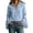 Blue 07, variant on Workout Tops for Women Lace Trim V Neck Linen Blend Blouse, Collar Bell Long Sleeve Solid Shirt, Eyelet Crochet Lace Front Placket Flare Cuff Top T Shirts for Women