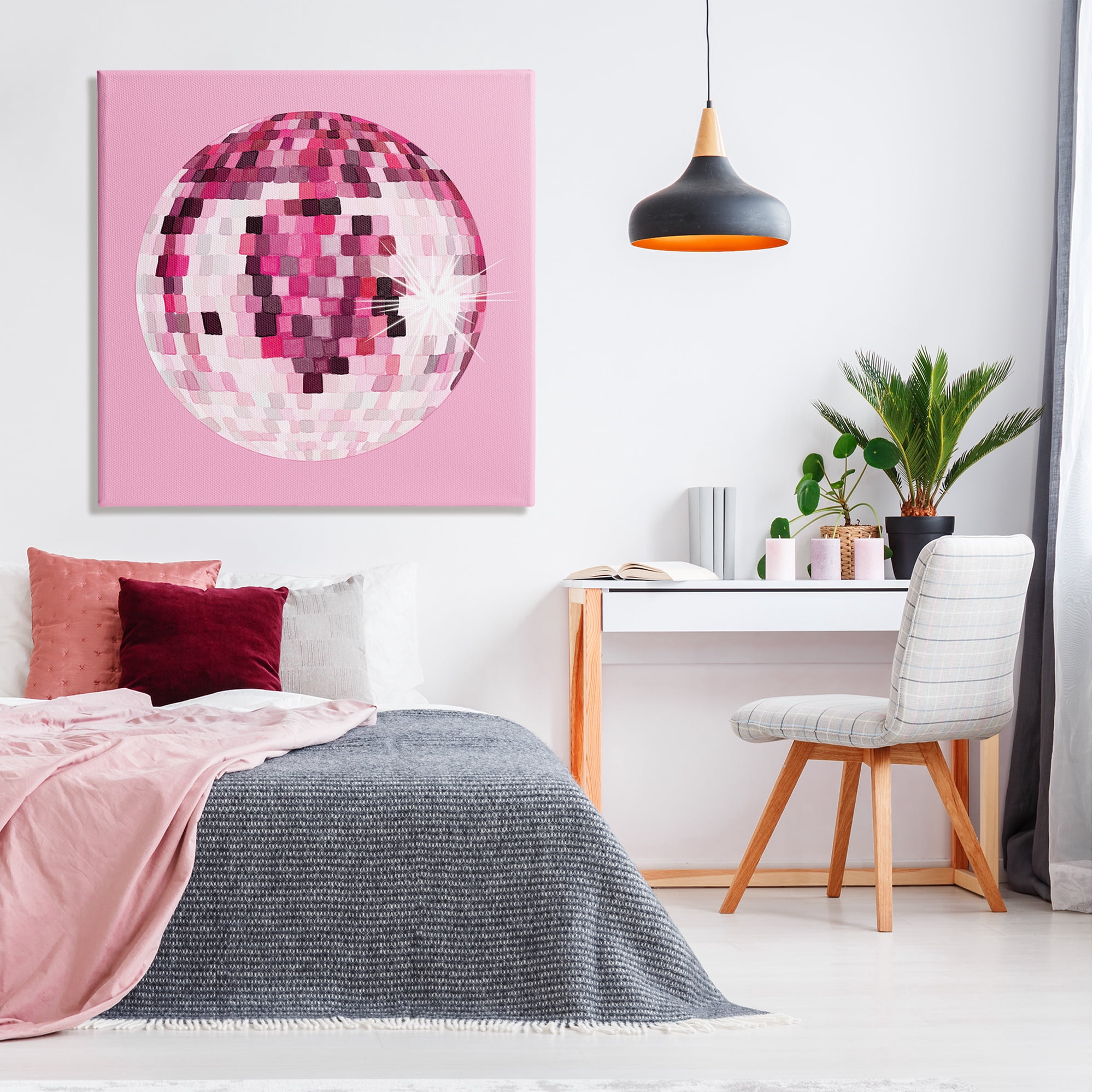 Stupell Industries Dazzling Pink Disco Ball Shining Geometric Pattern Graphic Art Gallery Wrapped Canvas Print Wall Art, Design by Hey Bre! Creative Studio