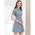 thumbnail image 3 of Unique Bargains Robe de Travail pour Femmes Bureau Ajustée et Évasée Mini à Col Rabattu avec Trou de Serrure, 3 of 5