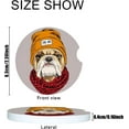 thumbnail image 2 of Car Coasters 6 Pack Stone Cup Holder Bulldog with Knitted Scarf Absorbent Drink Car Coaster Ceramic Set Small 2.56 inch Cup Coasters, 2 of 6