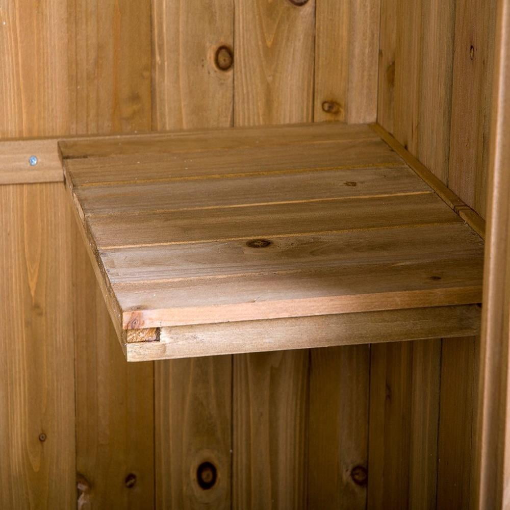 UBesGoo 70" Wood Outdoor Storage Shed with Wooden Lockers,Garden Tool Shed
