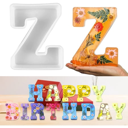Large Letter Molds for Resin - 6 Inch Big Silicone Letter Molds for Resin - Jumbo Alphabet Resin Molds - A to Z Letter Decoration Molds for Birthday Party, Craft, Ornament, White