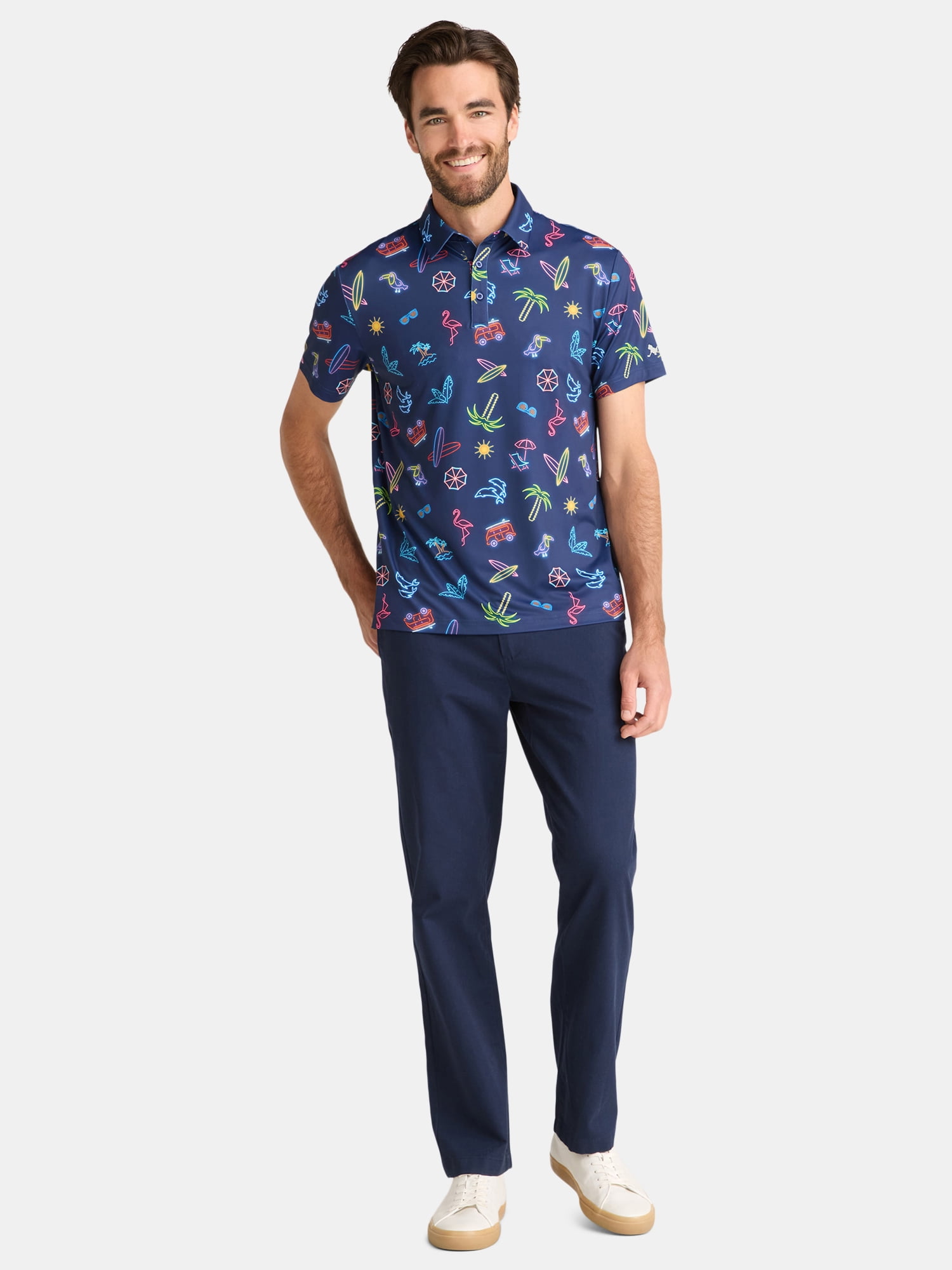 Birdie Bound Men's & Big Men's Novelty Print Golf Polo, Sizes S-5XL
