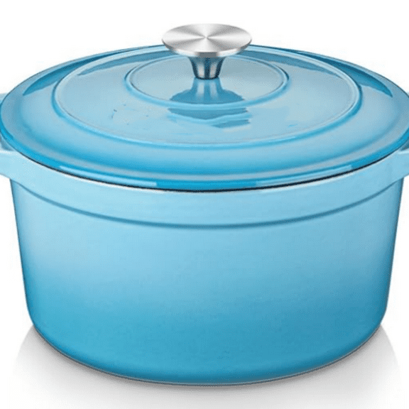 Enameled Cast Iron Dutch Oven, 2.5 QT Blue Naturally Non-Stick Casserole Dish Cookware, with Stainless Steel Knob Lid Cast Iron Casserole for Steam Braise Bake Broil Saute Simmer Roast