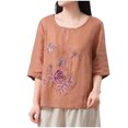 thumbnail image 2 of Pisexur Hauts pour Femmes, Blouses pour Femmes Habillées Décontractées à la Mode Pull Décontracté Imprimé Manches Courtes Col Rond Rouge, 2TG, 2 of 2
