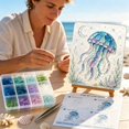 thumbnail image 5 of Beach Themed Sea Glass Art DIY Kit, 8 Designs with Canvas Board Tweezers Wooden Easel, Beginner Friendly Nautical Craft Set Handmade Home Decor Gift, 5 of 6