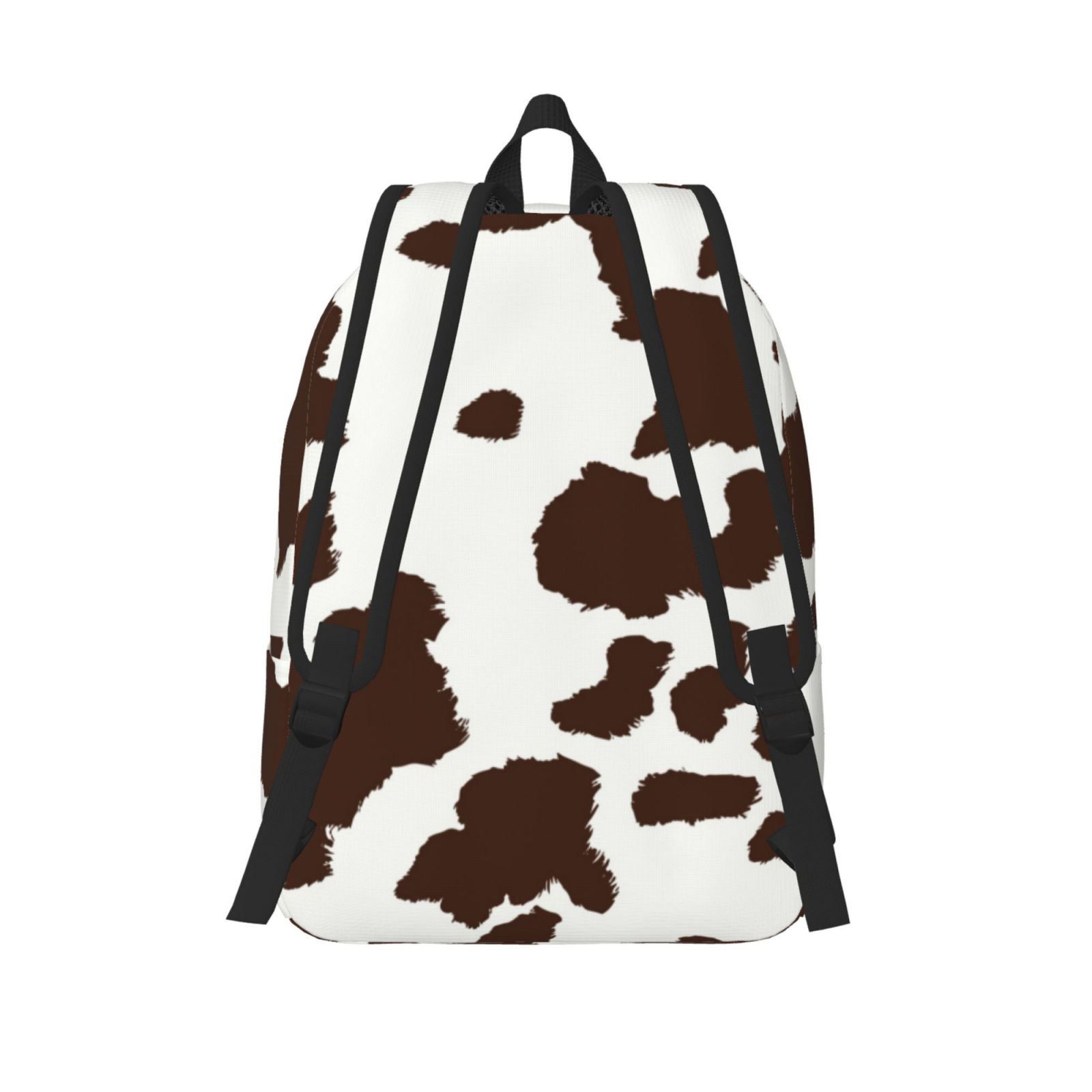 Picia Brown Cow Printed Canvas Daypack - Stylish and Durable Vintage Compact Backpack - Class, Work, Travel, or Laptop Bookbag,Organized Compartments-Medium