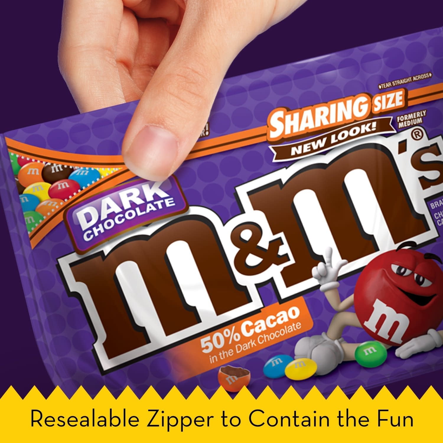 M&MS Dark Chocolate Candies Pouch, Chocolate In Crunchy Candy 9.4oz (4 Pack)
