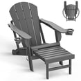 Folding Adirondack Chair with Ottoman, HDPE AllWeather Poolside Chairs
