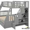 thumbnail image 3 of BELLEMAVE Twin over Full Bunk Bed with three drawer, bulid in ladder and storage stairs, Convertible into 2 beds, Bunk bed /Wood Bunk Bed for Teens(Gray), 3 of 10