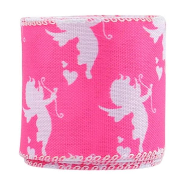 Aooww Valentine Wired Ribbon Heart and Love Pattern Fabric Ribbons for Gift Wrapping Crafts Wreath Bow Decorations DIY Projects,D