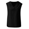 thumbnail image 3 of Babysbule Womens Summer Tops Clearance Womens Lmitation Linen Tops Shirt Ladies V Neck Loose Sleeveless Blouse Tee Vest, 3 of 9