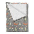 thumbnail image 2 of Forest Soft Flannel Fleece Blanket, Doodle Wildlife Pattern with Smiling Fox Mushrooms Pine Trees and Rain Clouds Print, Cozy Plush for Indoor and Outdoor Use, 50" x 60", Multicolor, by Ambesonne, 2 of 5