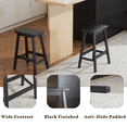 thumbnail image 6 of Ktaxon Saddle Seat 24" Bar Stools 2 Set, Set of 2 Counter Height Barstools Solid Wood Dining Room Kitchen Pub Chair,Black, 6 of 7