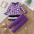 thumbnail image 3 of Hotiary 1-8T Toddler Kids Halloween Outfit Girls' Elf Printed Lace Sleeves Pullover and Stripe Long Pants Two-Piece Set, 3 of 13