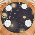 thumbnail image 2 of Mystical Star and Moon Round Table Cover - Vintage Celestial Print Waterproof Elastic Edge Cloth for 52 Inch Tables, Easy Clean, 2 of 6