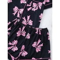 thumbnail image 3 of WIBACKER S-2XL Womens Pajamas Set Short Sleeve Pjs Button Down 2 Piece Loungewear Sets Black Bowknot Sleepwear, 3 of 9