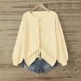 thumbnail image 2 of idosla Women's Plus Size Bow Tie Front Cardigan Sweater Long Sleeve Drop Shoulder Outerwear (Light Yellow, L), 2 of 7